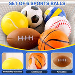 Balls Toys Gift For Toddlers 3 4 5 Years Old,6 Small Sports Foam Balls For Baby With Soccer Ball,Basketball,Football,Baseball,Tennis Ball And Volleyball,Mini Soft Balls For Kids Boys Girl