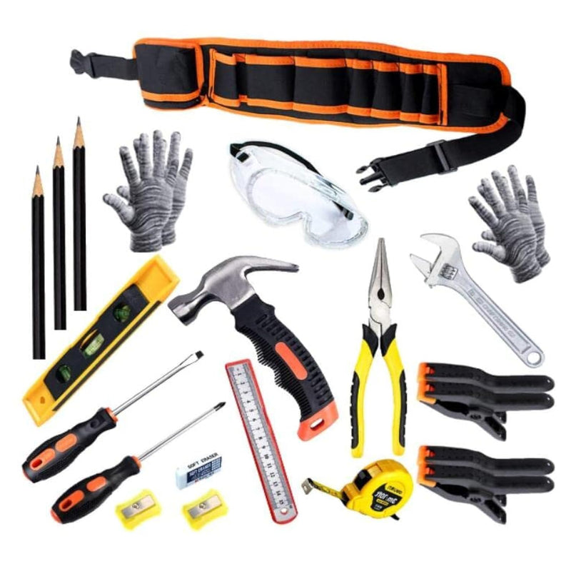 Real Kids Tool Set,22 Pcs Kids Junior Tool Set With Woodworking,Construction T