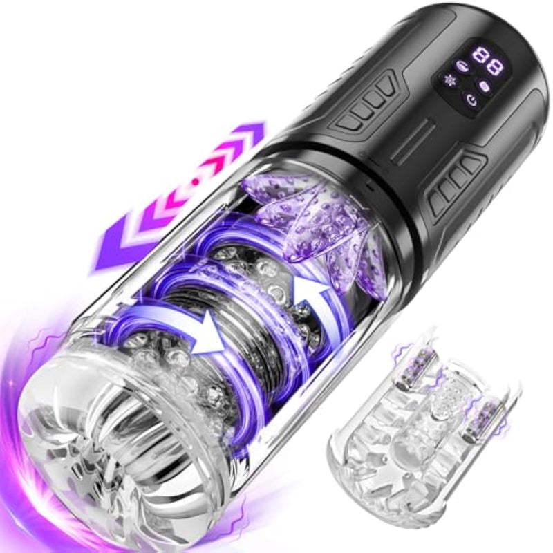 Male Masturbator Sex Toys For Men - Male Sex Toy Pump With 7 Licking Vibrating Rotating Thrusting Mode, Hands Free Masturbators Lcd Display Stroker Vibrator Adult Sex Toys & Games