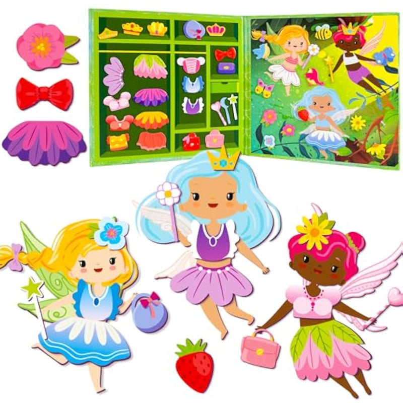 Magnetic Dress-Up Dolls For Girls Boys With 35 Magnetic Pieces - Creative Magnetic Play Set For Home Or Travel - Perfect Paper Dolls For Ages 3 And Up, Boost Storytelling With Fairies