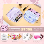 Tampon Holder for Purse, Canvas Period Bag Pouch-Teacup White Cat
