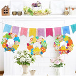 12 Sets DIY Easter Wreath Craft Kits with Bunny, Egg, Chick Stickers & Pom-Poms