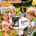 24 Pack Foil Art Craft Kits for Kids, Birthday Party Favors & Classroom Prizes