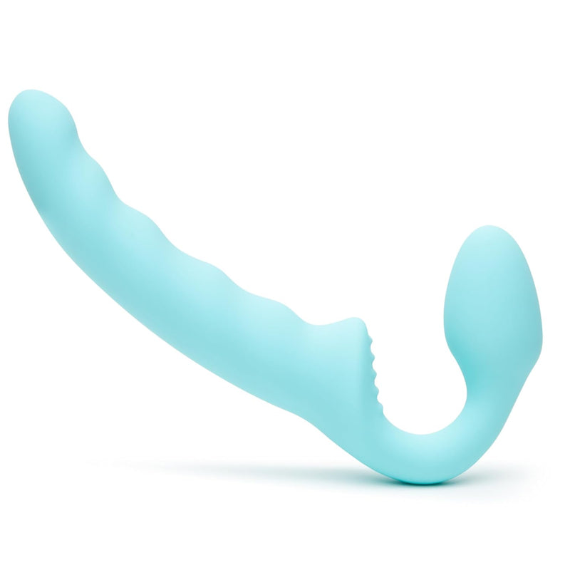 Strapless Strap On Dildo - Flexible 7 Inch Dildo For Women - Curved Rippled Shaft For G-Spot Stimulation - Soft To Touch Silicone Adult Sex Toy - Waterproof - Aqua