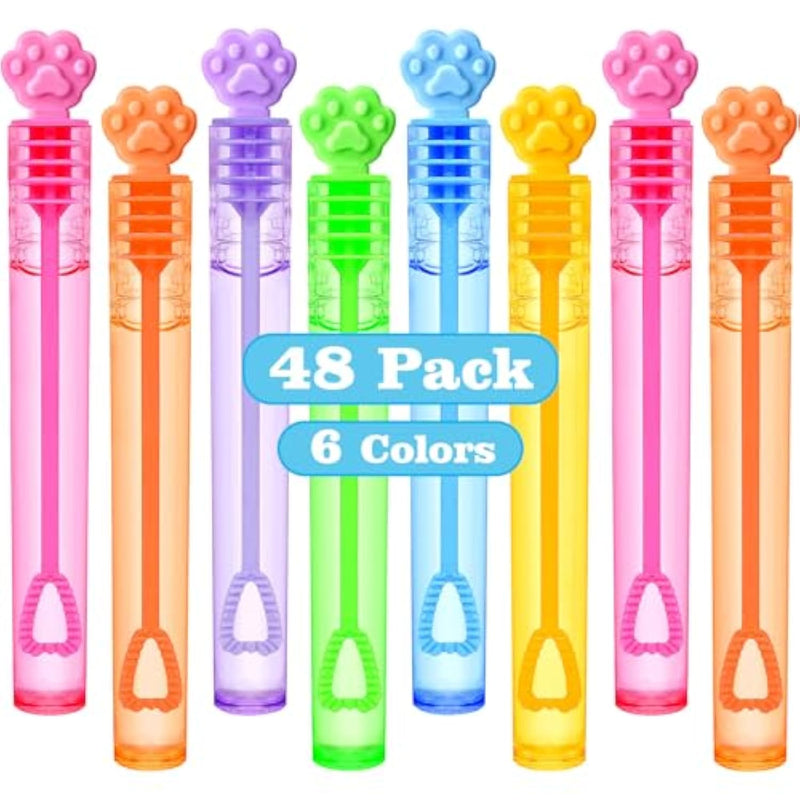 Paw Print Bubbles Party Favors, 48Pcs Mini Bubble Wands For Kids Small Bubbles Bulk Valentines Day Easter Goodie Bag Stuffer Class Prize Birthday Gift Summer Outdoor Toy Dog Party Favors Supplies