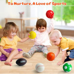 Mini Sports Balls Set For Toddler 1-3, Sports Bag For Kids, Include 1 Each Of 3.5" Foam Soccer, Tennis Ball, Basketball, Football, Baseball, Volleyball, Fun Baby Ball Toys, Set Of 6