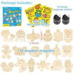 18 Pcs Wooden Craft Kits for Kids Ages 4-12 with Decorative & Magnetic Stickers