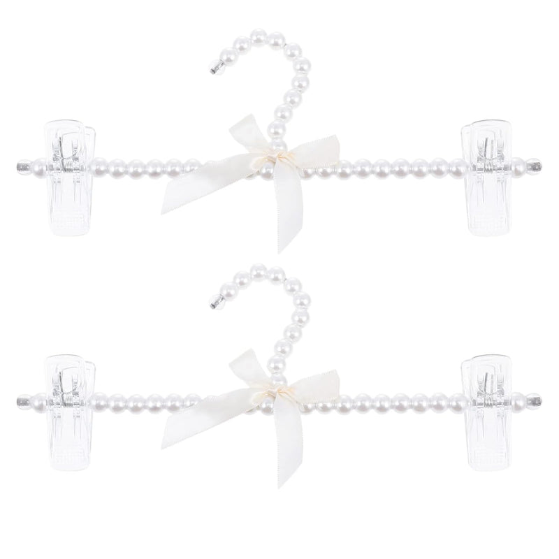 Baby Hangers 2Pcs Artificial Pearl Jeans Hangers Elegant Pants Hangers With Clip