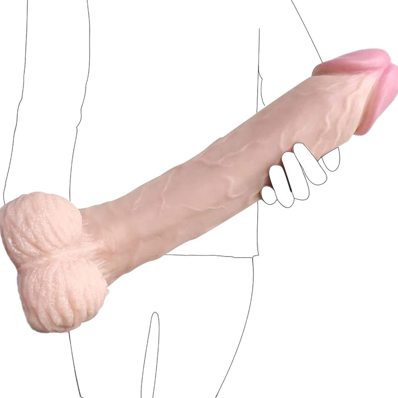 16.14 Inch Huge 3 Inch Thick Oversize Realistic Dildo, Female Masturbation Massive Adult Toy For Women Couple(Skin)