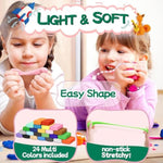 24 Color Air Dry Clay Kit for Kids Ages 4+ with Tools & Storage Bags