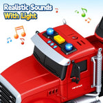 Toddler Boy Toys For 3 4 5 6 7 Years Old Kids, 21" Semi Fire Truck Toy With Racing Car And Helicopter, Friction Powered Toys With Lights And Sounds, Birthday For Boy Girls