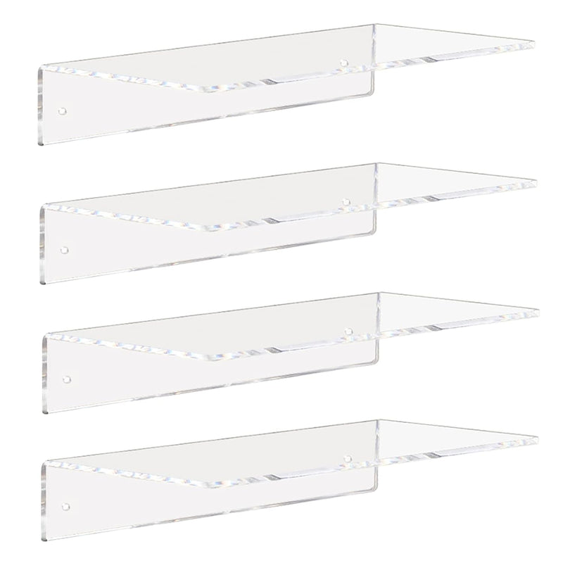 Clear Acrylic Shelves 12 Inch, Floating Wall Mounted Shelf For Bedroom, Living