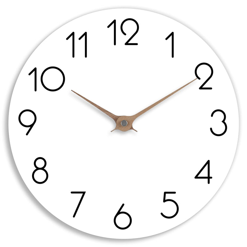 Wall Clock - White Kitchen Wall Clocks Battery Operated, Small Silent Non-Tick
