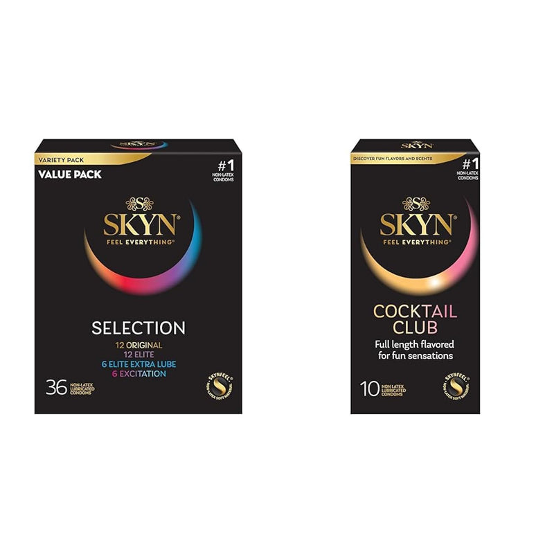 Selection Non-Latex Condoms Variety Pack With Flavored Condoms, 46 Count