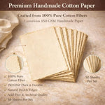 50 Sheets Handmade Watercolor Paper, 7 x 5 Inch, 150 GSM Cotton Deckle Edge
