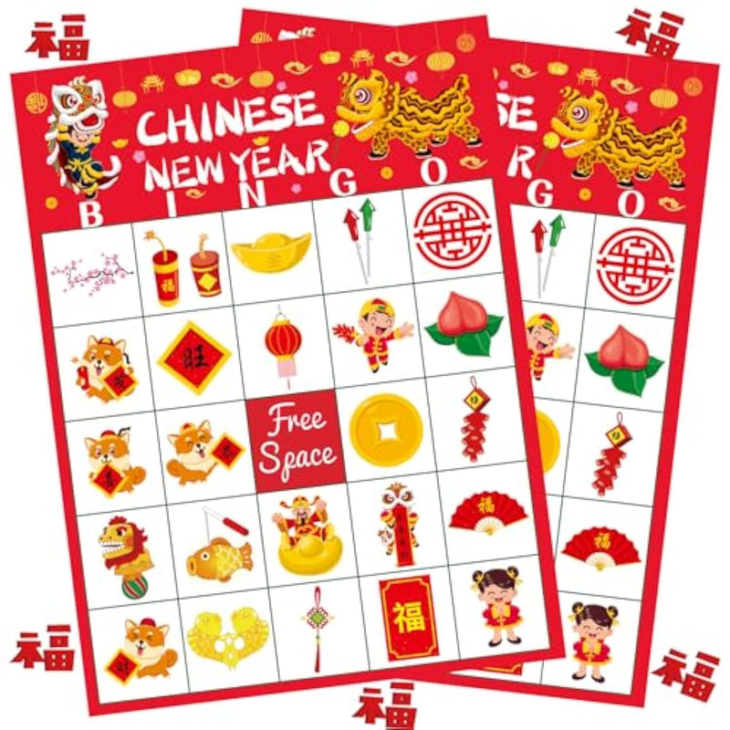 Chinese New Year Game Lunar New Year Bingo 2026 With 24 Players For Kids Families Party Activity Supplies Favors