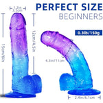 Adult Sex Toy With Suction Cup Dildo,Small Realistic Clear 6 Inch Cute Purple-Blue Dildo, Suitable For Beginner Women/Men/Gay With Thin And Slim Poke, Can Be Use For G-Spot And Anal