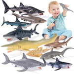 10Pcs 5-8" Shark Toys For Toddlers, Large Sea Ocean Animals Bath Toys For Kids, Shark Figurines Cake Toppers Birthday Party Favors & Gifts For Kids