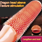 Spikes Penis Sleeve, Textured Cock Sleeve, Men Penis Enlargement Sleeve Girth Extension Enhancer, Sm Penis Sleeve Bondage Restrict Sex Toy (Brown, Dragon Head Set)