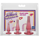 Doc Johnson Crystal Jellies - Anal Initiation Kit - Small-Medium-Large - Slim Tip for Easy Insertion - Flared Suction Cup Base - Pink