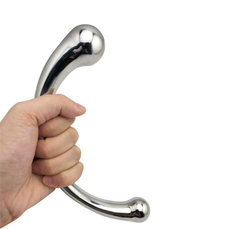 Metal Stainless Steel Prostate Massager Masturbator Double-Headed Handheld G-Spot Stimulation Anal Plug Massager Adult Sex Toys