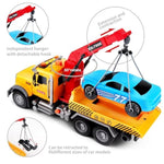 Kids Toys For 3 4 5 6 7 Years Old Boys, 15" Large Tow Truck Toy,Friction Powered Transport Truck Crane Toy With Lights And Sounds,With Roadster,Toddlers Gifts