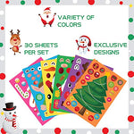 30 Sheets Christmas Face Stickers with Santa & Snowman, Kids Craft Party Favors