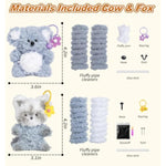 Fluffy Pipe Cleaner Craft Kit Set, 4-Pack DIY Plush Animal Keychain Making Kit
