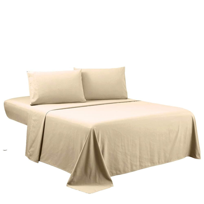 Beige Full Sheets Set - Hotel Luxury 4-Piece Bed Set, Extra Deep Pocket, 1800