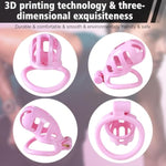 Male Chastity Cage Cock Cage, Lightweight Resin Chastity Cage, 3D Printed Pink Bondage Device, Hidden Lock Chastity Device Abstinence, With 4 Different Sizes Of Removable Movable Rings