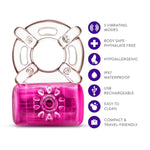 Blush Play With Me Pleaser 2.25" Vibrating Penis Ring, 5 Vibration Modes, Rechargeable - Soft Stretchy Cockring Stimulates You & Your Partner - C-Ring Adult Sex Toy For Men & Couples - (Neon Pink)