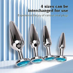 4 Pcs Metal Silvery Butt Plug Set With Round Jewelry Base Adult Sex Sm Toys Smooth Metal Anal Plug Kit For Couple(A)