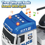Toddler Boy Toys, 25" Large Police Truck Toy With Racing Car And Helicopter,3 In 1 Police Car Boy Toy, Christmas Birthday Gifts For Kids 3 4 5 6 Years Old