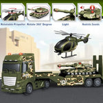 Toddler Boy Toys, 3 In 1 Large Army Truck Toy With Helicoper And Tank, Military Transport Truck Toy, Christmas Birthday Gifts For Kids 3 4 5 6 Years Old