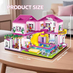 Pink Summer Pool Villa Building Block Set Friends Construction Educational Toy 1018 Pieces Gifts For Girls Teens Kids Adults Ages 6+