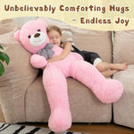 Pink Giant Teddy Bear 4 Feet, Lovely 47Inch Classic Stuffed Animals Plush, Daughter Girlfriend Birthday Gift For Lover, Party Favor