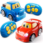 Remote Control Car For Toddlers 1-3 2-4 3-5, 2 Pack Cartoon 2.4 Ghz Rc Cars For Kids, Electric Hobby Rc Car Toys, Christmas Birthday Gifts Toys For Kids Boys Girls 2 3 4 5 6 Years Old
