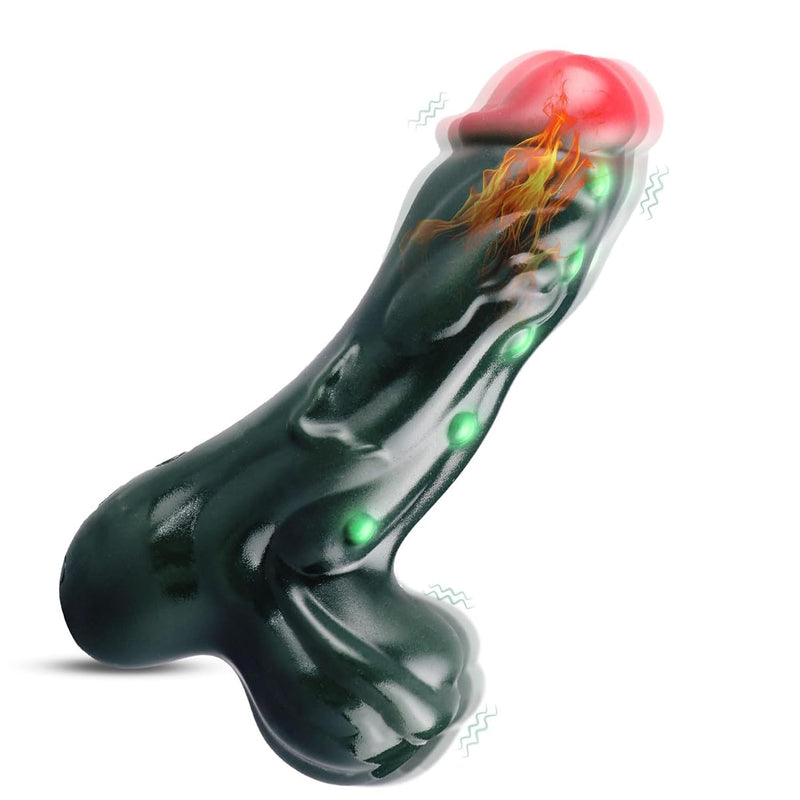 Monster Dildo Heating Vibrating Sex Toys,Waterproof Silicone Fantasy Dildo Stimulating Anal Prostate Clitoris,Portable Heatable Stimulater Anal Toys Wand For Women Men Couples(Green)