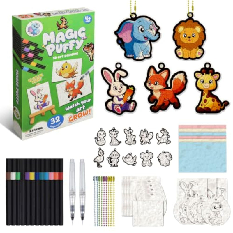32 Pcs Magic Puffy 3D Art Kit for Kids, Mess-Free Aqua Craft Set Ages 3+