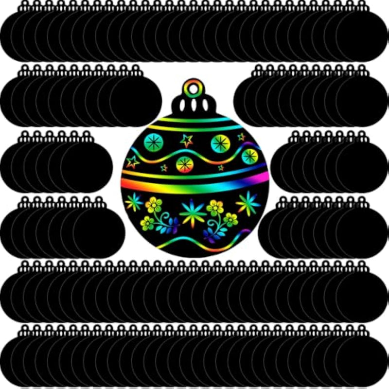 200 Pcs Christmas Scratch Cards Rainbow Christmas Craft Ornaments for Party Favors and Gifts
