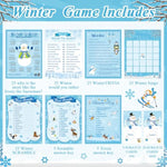 172 Pcs Winter Games Set Winter Party Games For Adults Families - Holiday Christmas Trivia Activities With Pencils Santa Snowman Word Scramble Christmas Bingo For Xmas Party Supplies Favors