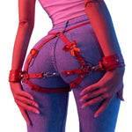 Harness With Cuffs – Body Bondage Belt For Women,Bondage Restraints Bdsm Kit With Bows Handcuffs Sex Toys?Bondage Harness? Bondage Gear & Accessories (Red)