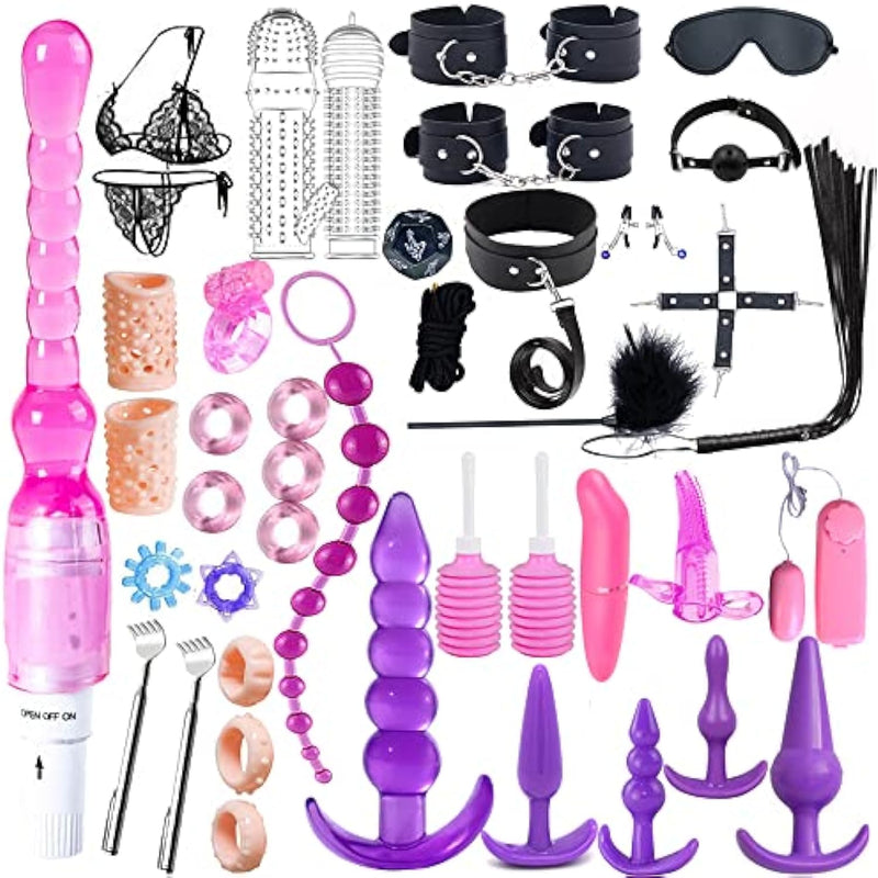 41Pcs Sm Bondage Restraint Vibrator Silicone Anal Plug Sex Toys For Butt Plug Color