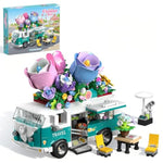 Flower Car Building Block Set, City Camper Van Building Set Botanical Collection Flowers Vehicles Blocks Toys Friends Creative Gift For Boys Girls 6-12 Years Old (862 Pcs)