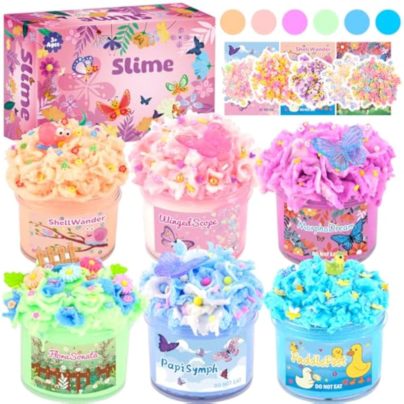 6 Pack Cloud Pink Slime Kids, Slime Kit For Girls Ages 8-12, Toys For Girls And Boys, For Kids Set Party Kit Goodie Bag Stuffers, Girl Birthday Gift Cute Stuff