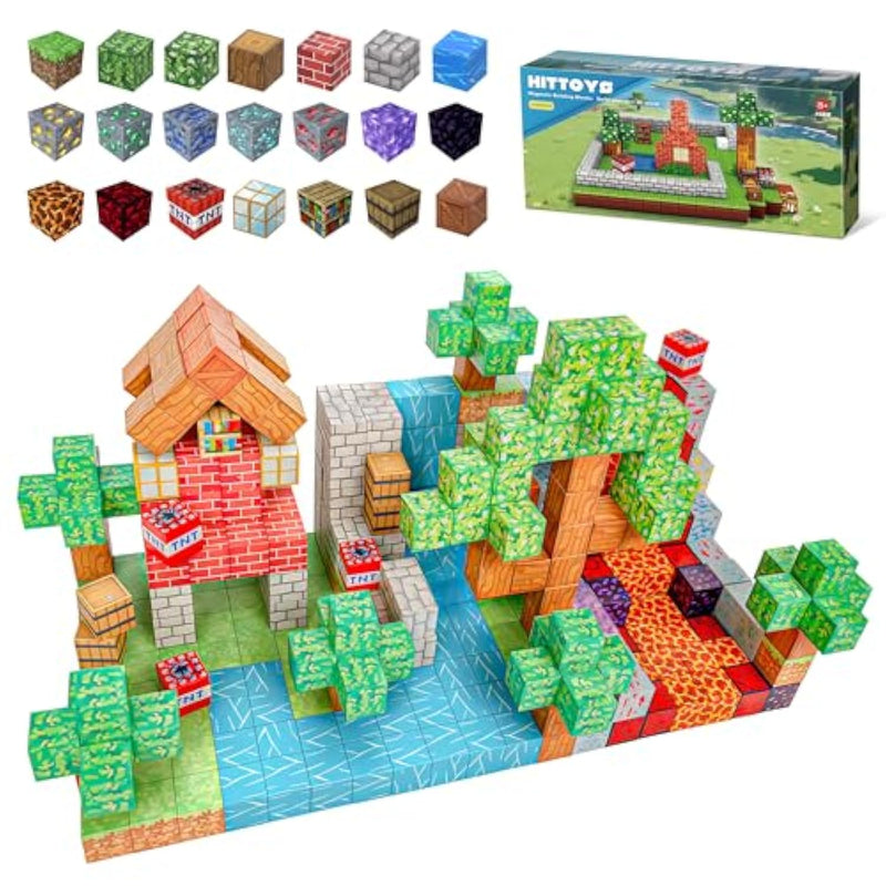 Magnetic Blocks 100Pcs Building Blocks For Kids, Magnetic Tiles Build World Set, Magnetic Cubes Toys Games Christmas Birthday Gifts For Boys Girls Ages 4 5 6 7 8 9