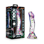 Neo Elite Purio Silicone Glow In The Dark Dildo - 7.5 Inch Clear Dildo With Fun Confetti - Thoughtful Curves For G Spot & P Spot Pleasure - Silky Smooth Non Pourous - Sex Toy