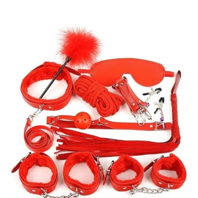 Bdsm Adult East Bondage Erotica Set, 10 Piece, Restraint Restriction Play Set, Role Play, Conditioning Slave For Male And Female Couples Beginner