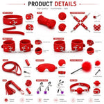 32-Piece Bondage Restraint Set with Silicone Anal Plug and Dildo for Men and Women