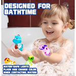 8Pack Dinosaur Light Up Bath Toy Set, Flashing Color Changing Light In Water, Floating Dino Bathtub Bathroom Tub Pool Showertoy For Kid Toddler Christmas Boys Gifts